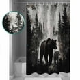 thumbnail image 3 of Extra Long Shower Curtain 72x96 Inch, Rustic Black Bear Shower Curtain Waterproof Bathroom Decor Country Cabin Forest Wildlife Fabric Bath Curtain Set Accessories with Hooks, 3 of 6