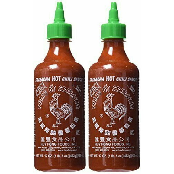 Sriracha Hot Chili Sauce Bottle 17 Ounce Bottle (2 Pack) 17oz