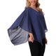 thumbnail image 4 of INSPIRAR CHIC Blusa Flowy para Mujeres con Cuello en V de Chiffon Ligero Camisas Elegantes Asimétricas de Doble Capa Top de Otoño M Azul Oscuro, 4 of 6