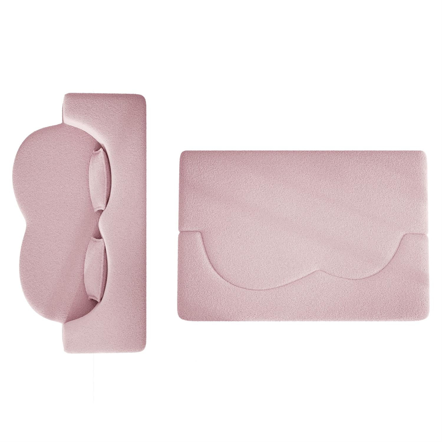 Demi Bonn Modern Convertible Floor Sofa Bed with 2 Pillows, Full Size 15" Folding Mattress, Teddy Fabric Foam-Filled for Living Room, No Assembly Needed, Pink