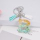 thumbnail image 2 of Llavero de letras con borlas verdes | Colgante de cristal acrílico | Lámina de oro, pegamento en gota, joyería de piedra engrosada | Amuleto de bolso con estilo, accesorio para mochila | 1 pieza, 2 of 2