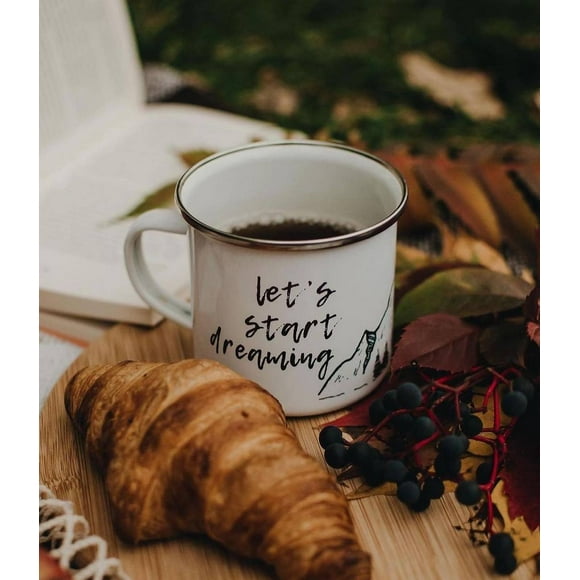 Mountains. Camping mug. Woods. Camping outdoors travel mug. Enamel Mug.