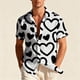 thumbnail image 2 of TaTaai Men's Valentine's Day Shirt, Black White Printed Button Down, Short Sleeve Date Top, Romantic Casual Blouse Gift, 2 of 8
