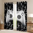 thumbnail image 2 of Gaming 30%-50% Blackout Curtains 52"Wx84"L Black White Gamer Curtains & Drapes Geometric Checkered Game Console Window Curtains For Teen Men Video Game Gamepad Curtains 2 Panels, 2 of 5