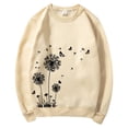 thumbnail image 4 of Holzkary Sweatshirts for Women Hoodies Women's Autumn Winter Round Neck Dandelion Print Loose Casual Warm Hoodie Graphic Printed Pullover Top Comfy Fall Winter Outfits Clothes 2025 Fashion Beige L, 4 of 4