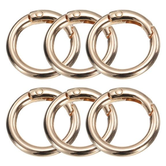 Uxcell 6pcs Metal Spring O Rings 0.7" Trigger Spring Keyrings Buckle Round Snap Clip for DIY Keychains Bag Purse Handbag Gold