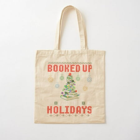 Book Christmas Tree Booked Up For The Holidays Ugly Sweater Cotton Tote Bag Canvas Tote Bag  Family Gift For Mother  Her