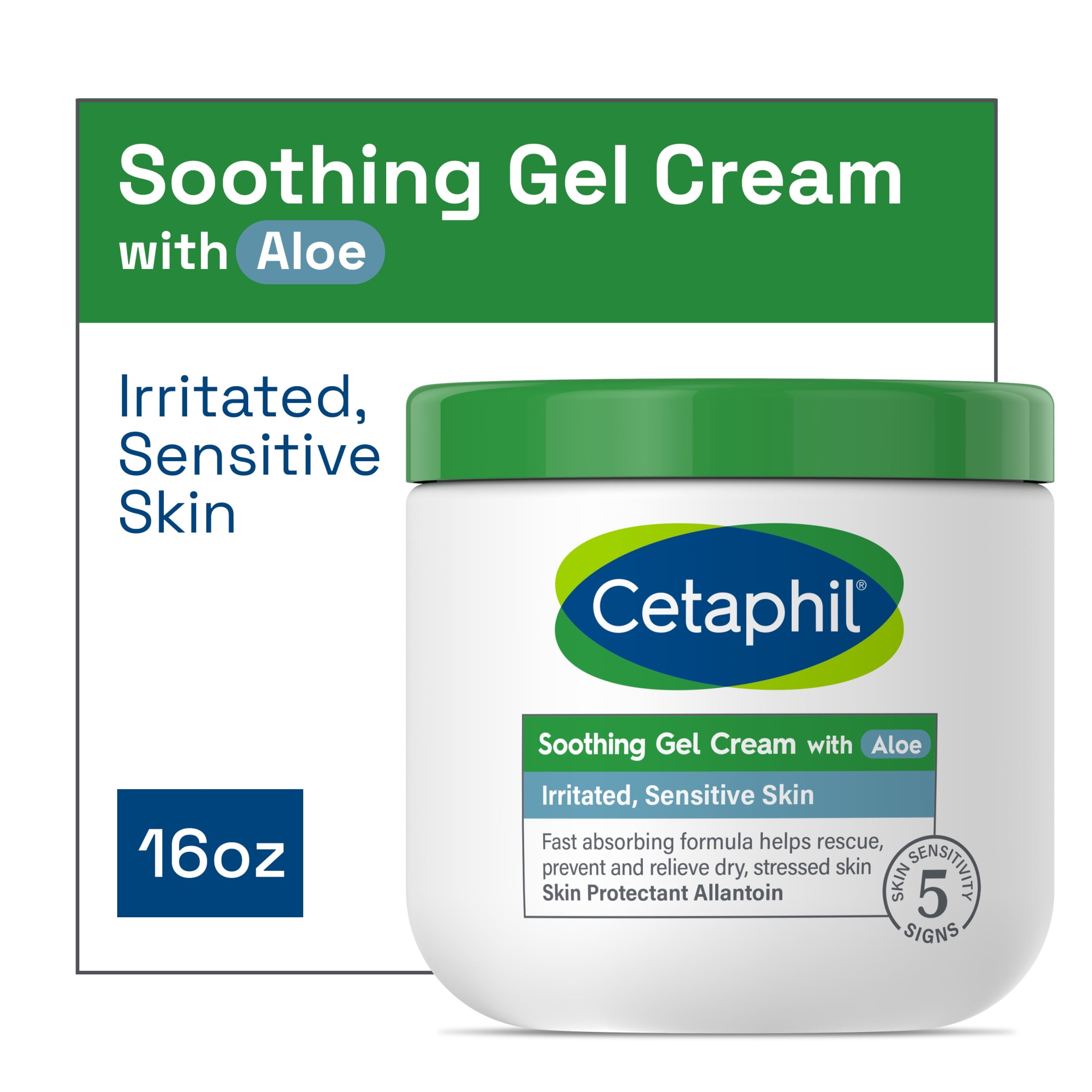 Cetaphil Soothing Gel-Cream with Aloe Instantly Soothes and Hydrates Sensitive Skin, 16 oz