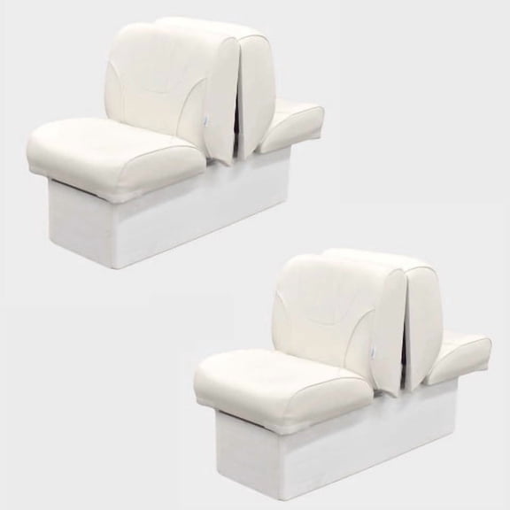 Boat Back-To-Back Lounge Seats B2B-DELX-8-WHT | White 8 In Base (Pair)