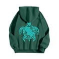 thumbnail image 2 of XIAOCHA Sea Turtle Floral Graphic Hooded Sweatshirt For Women Oversized Drop Shoulder Beach Long Sleeve Pullover Tops, 2 of 4