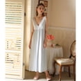 thumbnail image 4 of Defitshape Women's Victorian Nightgown Summer Sleeveless Pj Soft Comfy Sleep Dress Vintage Lightweight Ruched High Waisted Deep V Neck Long SleepwearNight Dress Light Blue Large, 4 of 5
