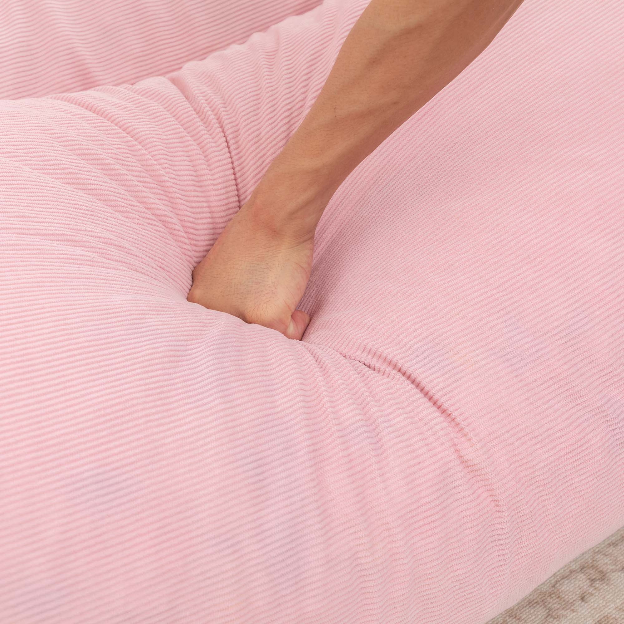 Miniyam 76" x 50" Pink Floor Sofa with Adjustable Straps Bean Bag Lounger for Living Room, Bedroom