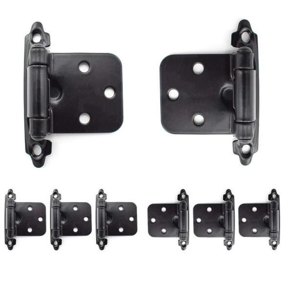 Sdtc Tech 8-Pack Overlay Cabinet Door Hinges Matte Black Self-Closing Flush Cabinet Hinges With Mounting Screws - Face Mount