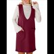 thumbnail image 1 of Vestido Corto de Punto Liso Sin Mangas con Cuello en V y Bolsillos para Mujer Vino Tinto L, 1 of 10