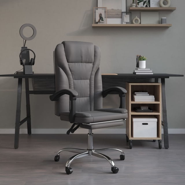 vidaXL Chaise de Bureau Inclinable Gris Similicuir