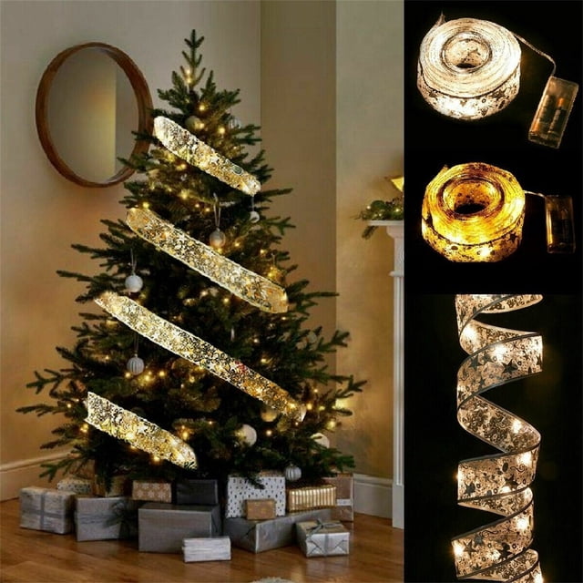 Xihbxyly Luces Led Navideñas, Colgante de Cinta Caliente de Doble Cadena, Diseño Hueco Único, Uso Interior y Exterior, Decoración Festiva para Habitaciones, Jardines, Árboles y Bodas, Juego de 3 Piez