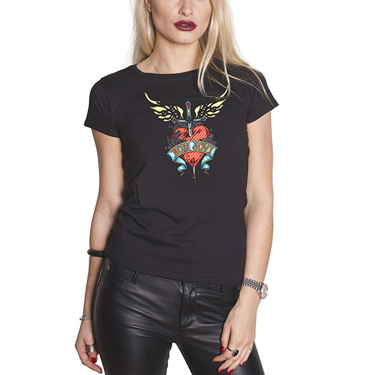 Kriger Følelse kronblad Bon Jovi Heart and Dagger Junior Women's T-Shirt - Walmart.com