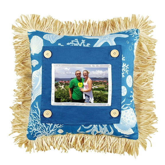 Blue Shells Picture Pillow, 14" x 14"