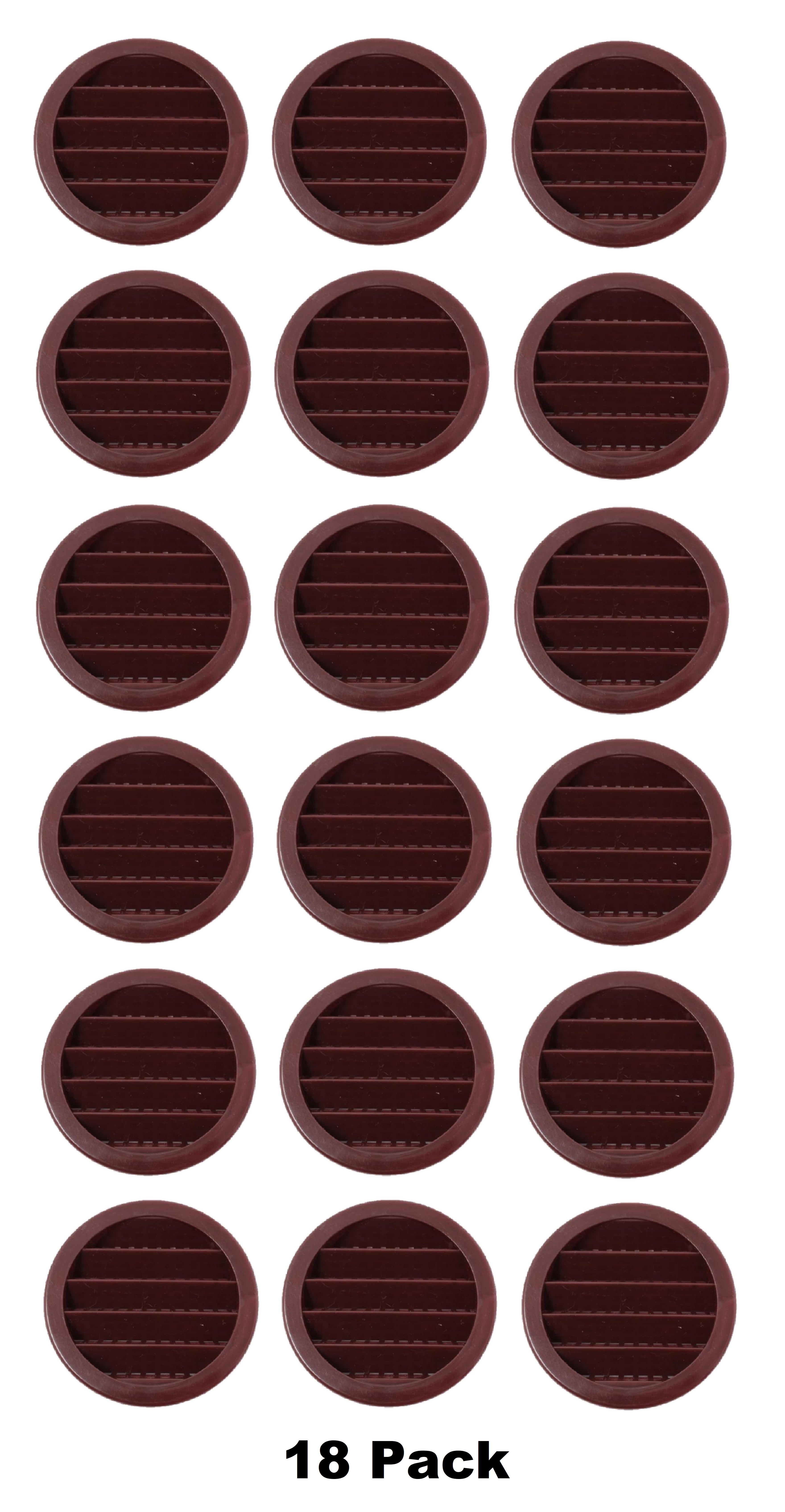 18 Pack 2" Brown Round Plastic Louver Soffit Air Vent
