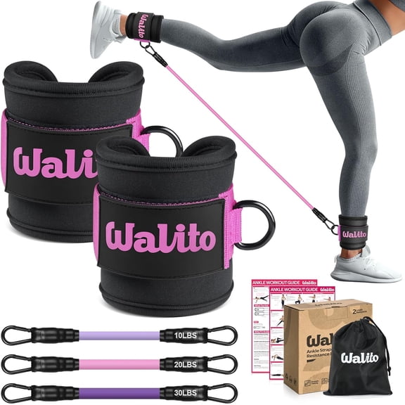 JJEAN-Ankle Resistance Bands with Cuffs, Exercise Bands for Legs and Butt, Booty Workout Equipment for Kickbacks and Hip Fitness Training