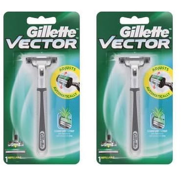 Repuesto de hojas de afeitar Gillette Vector compatible con Atra Plus, paquete de 2