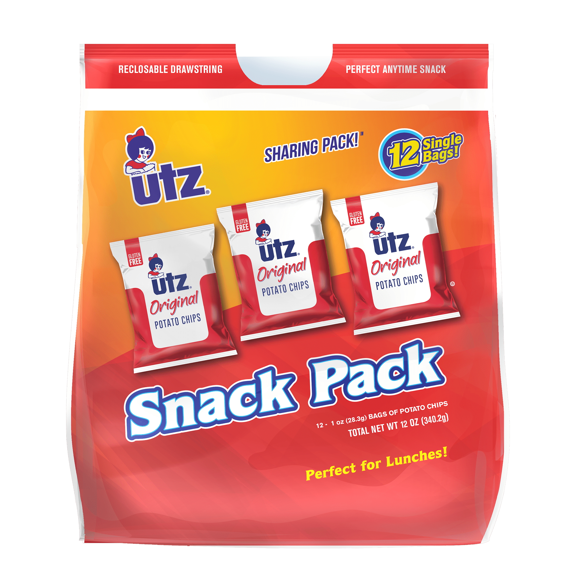 Utz Snack Pack Potato Chips, 1 oz, 12 Count
