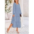 thumbnail image 3 of PRETTYGARDEN Women's Smocked Maxi Dress Spring Casual Long Sleeve Swiss Dot Ruffle Long Flowy Going Out Dresses with Pockets, 3 of 6