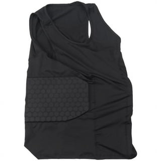 Aosijia Mens Padded Compression Shirt Sports Protective Vest Rash Guard  Soccer Basketball Training Tank Top Black 2XL