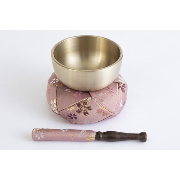 Manekineko-Ai Orin Bell Japanese Buddhist Bell,Mat,bar Set Made in Japan Takaoka, Pink,2.99inch