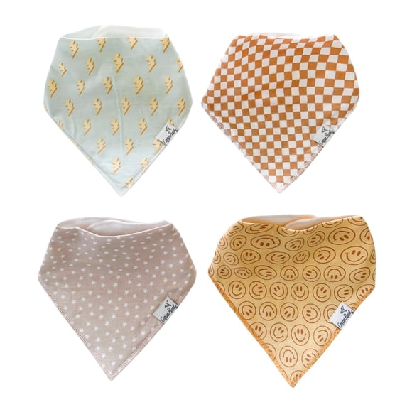 Baberos para bebé Copper Pearl paquete de 4 suaves de algodón ajustables