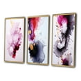 thumbnail image 3 of Designart "Fluidity Exquisite Magenta Ink Clouds" Abstract Painting Framed Wall Art Set Of 3 - Gold Modern Frame Gallery Set For Office Decor, 3 of 6