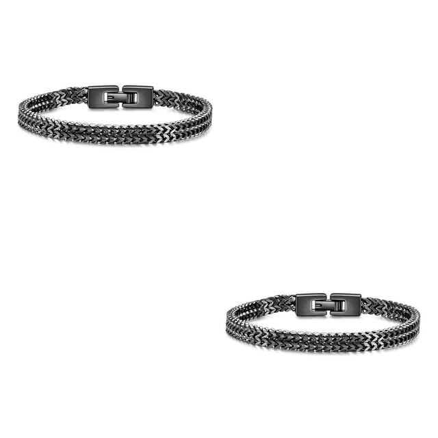 Qarigey de 19 cm/21 cm, acero de titanio, estilo europeo americano, accesorio de moda para hombres, cadena de mano de quilla trenzada de moda Negro 19CM 2Conjunto