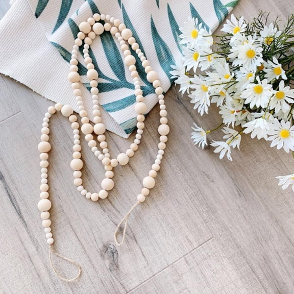 Household Pendant Promotion Sale! Wooden Beaded Garland Farmhouse Home Decor Rustic Country Natural Holiday Christmas Tree Garland Boho Decorations Wall Hanging Prayer Beads Home Decor Clearance Sale