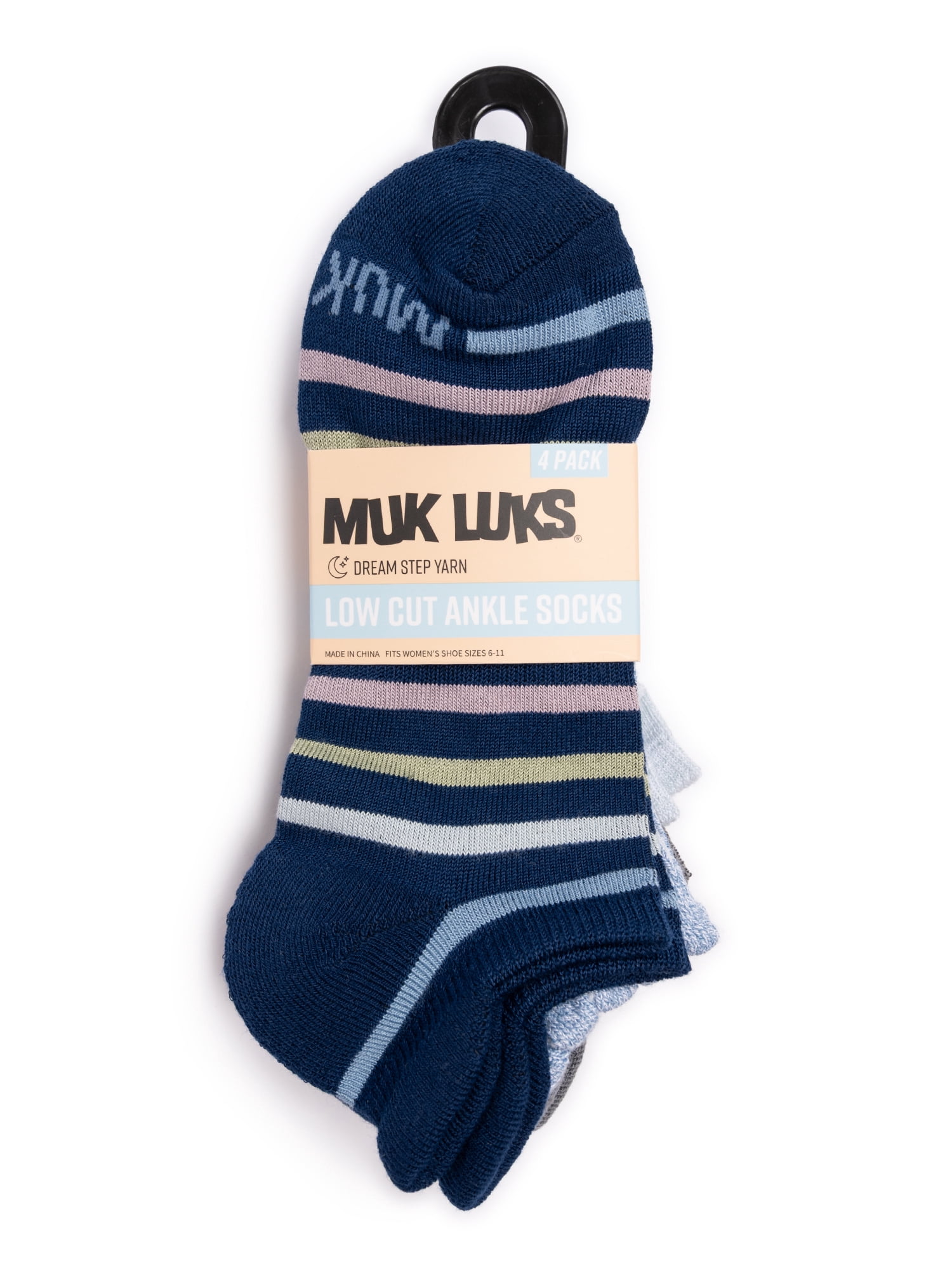 MUK LUKS Women's Dream Step Low-Cut Ankle Socks, 4-Pack, OSFM