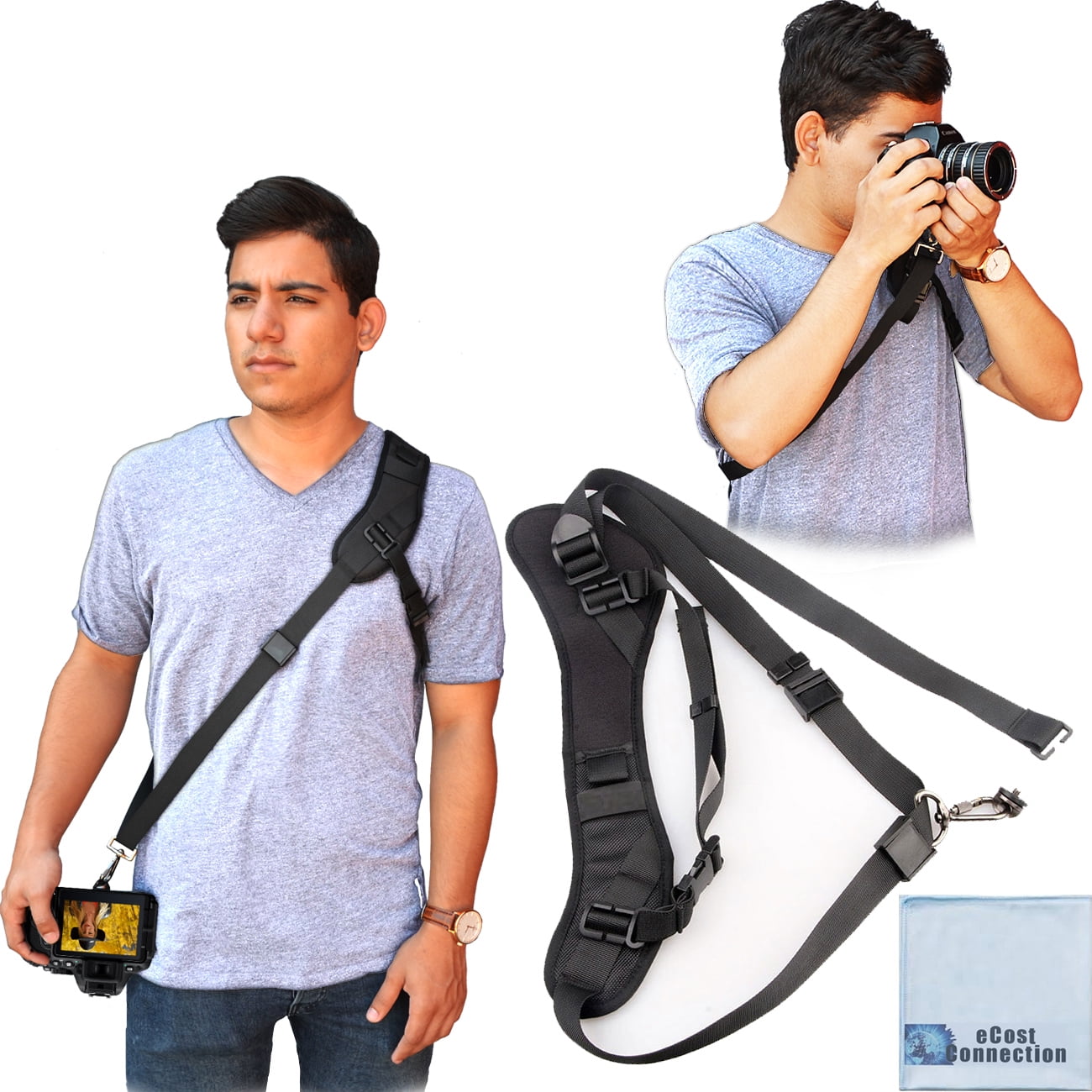 Quick Sling Shoulder Camera Strap with Metal Mount and Carabiner & an