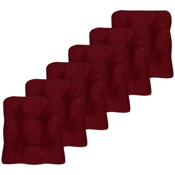 Fluffy Memory Foam Non Slip Chair Cushion Pad 6 Pack Burgundy