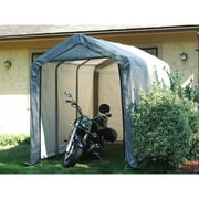 YAYOGE 6' x 12' x 8' Shed-in-a-Box All Season Steel Metal Peak Roof Outdoor Storage Shed with Waterproof Cover and Heavy Duty Reusable Auger Anchors