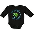 thumbnail image 3 of Inktastic Skip a Straw Save a Turtle with Cute Green Sea Turtle Boys or Girls Long Sleeve Baby Bodysuit, 3 of 5