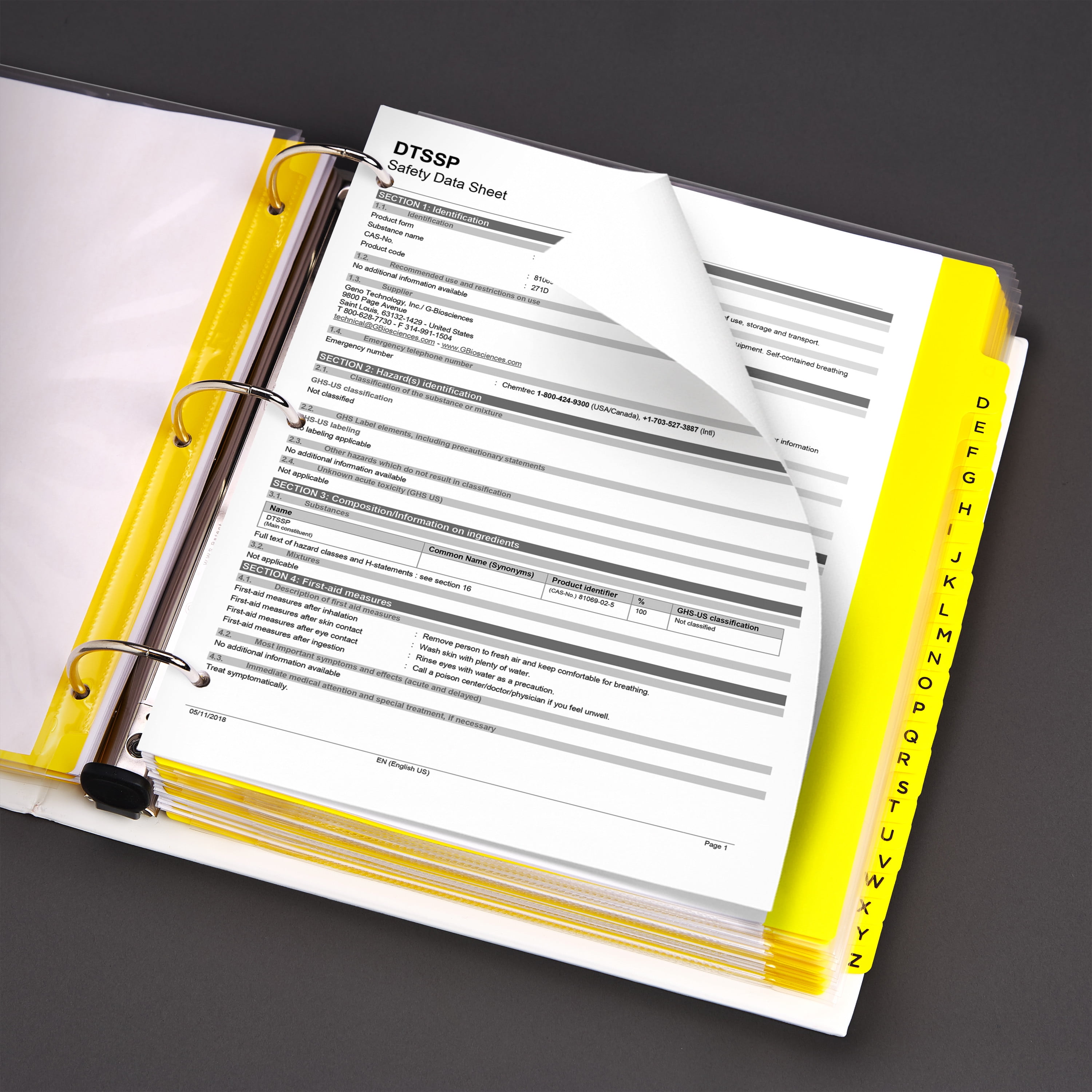 Avery Heavy-Duty Industrial SDS Binder, 2" One-Touch Rings, 540-Sheet Capacity, Yellow/Red Border (18951)
