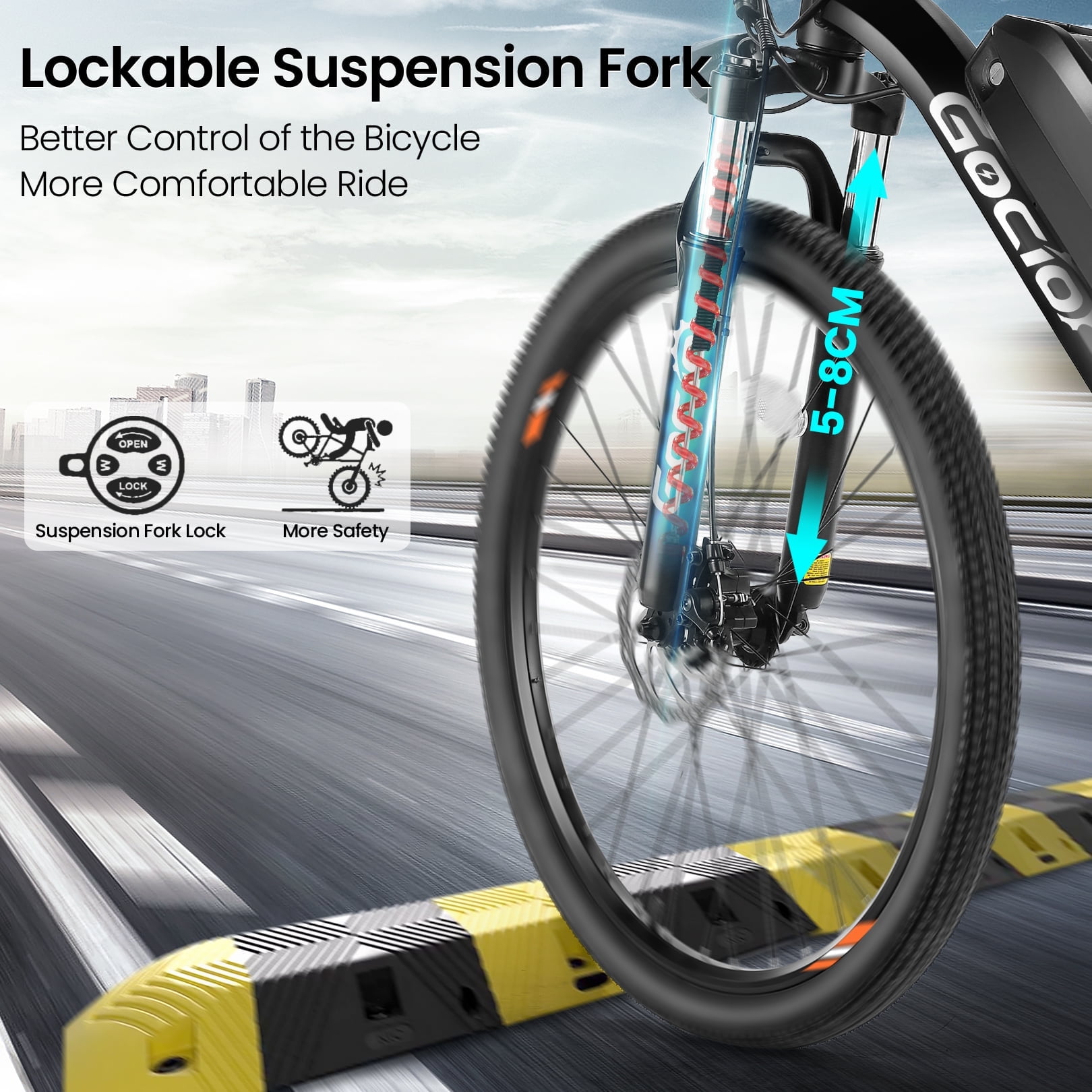 Gocio 26" Electric Bike, 350W Electric Bike for Adults 19.8MPH Electric Mountain Bike, LCD, Lockable Suspension Fork, 374.4Wh 36V Battery UL2849 Certified, 21-Speed E-Bikes Adult Electric Bicycle