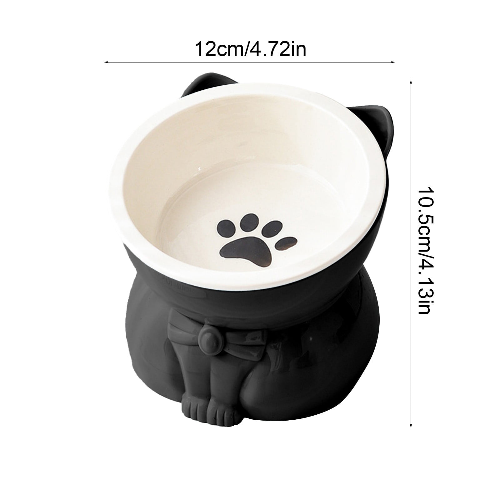 Elevated Raised Cat Bowl, 250ml Black Plastic Whisker-Friendly Non-Tip Cat Food & Water Bowl