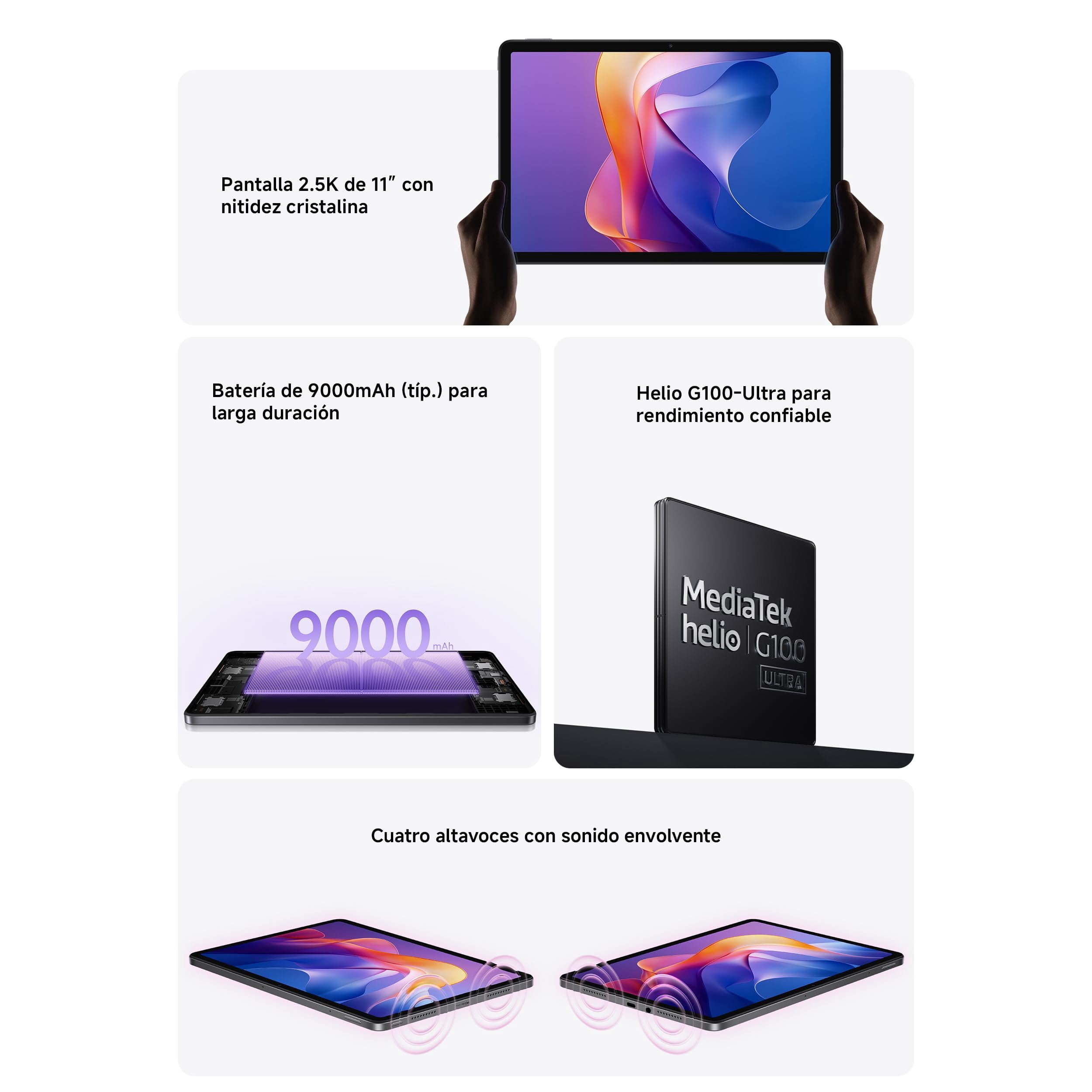 Xiaomi Redmi Pad 2 Only WiFi No Calls or Text 11" 2.5K Octa Core 4 Speakers Global ROM 9000mAh Bluetooth 5.3 8MP Model 25040RP0AL Graphite Gray, 256GB + 8GB