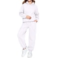 thumbnail image 7 of BRGZLK Kids 2 Piece Tracksuit Set 2026 Long Sleeve Solid Color Zip Up Hooded Sweatshirt and Elastic Waist Sweatpants Fleece Comfort Casual Sportswear Kids Fall Winter Clothes White 7-8 Years, 7 of 7
