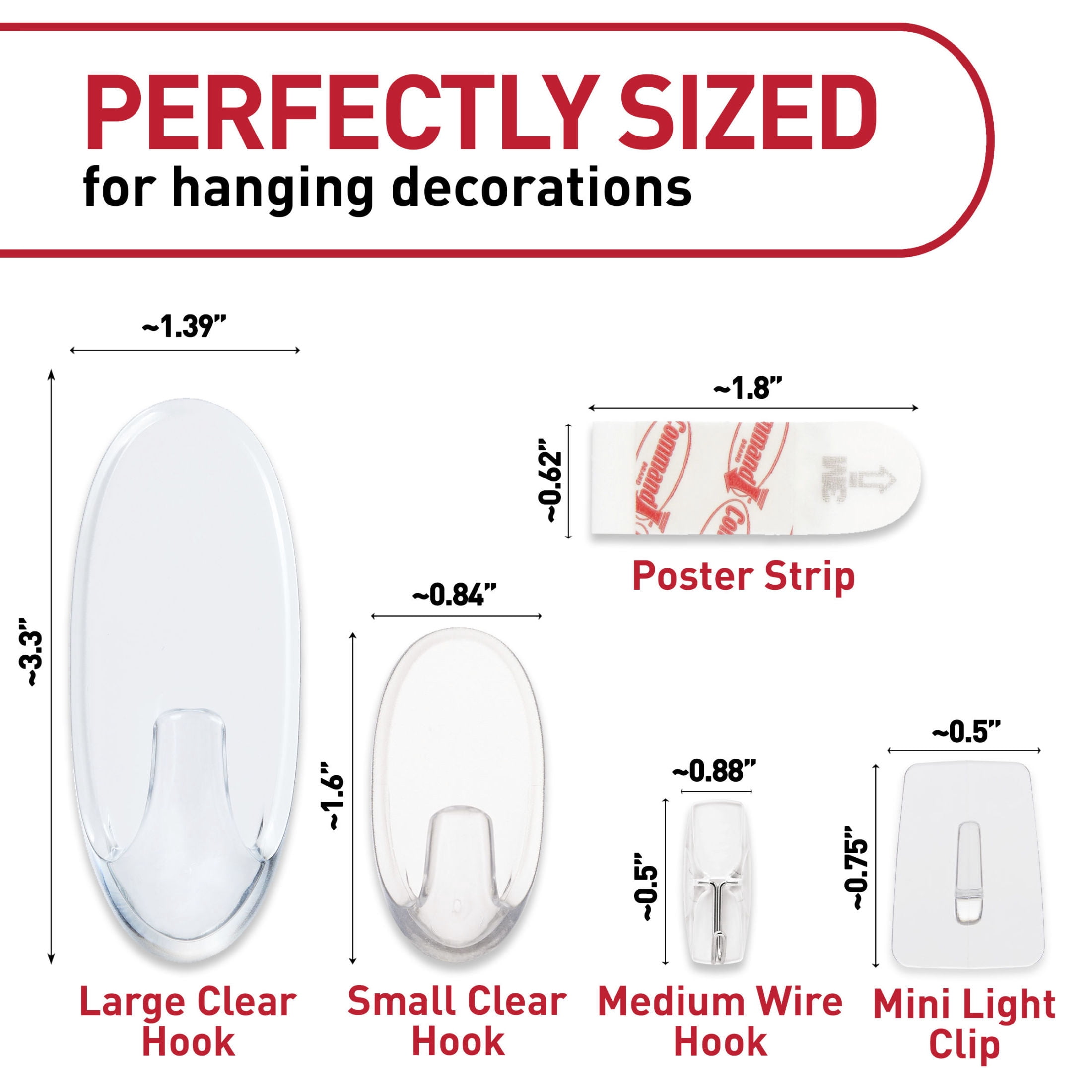 Command Clear Hooks Party Decoration Variety Kit, Holds up to 4 lb., Hangs up to 16 Items and 30 ft. of Lights