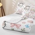 thumbnail image 4 of Homewish Kawaii Pet Cat Quilt Full,Lovely Flowers Bowtie Full Bedspread Sets,White,3-Piece, 4 of 7