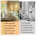 thumbnail image 5 of Floor Lamp - 3 Light Farmhouse Rattan Floor Lamp for Living Room, Industrial Tree Floor Lamps with 3 X 6W LED Bulbs, Rustic Standing Tall Lamp for Bedroom, Office, 68", Black, 5 of 6