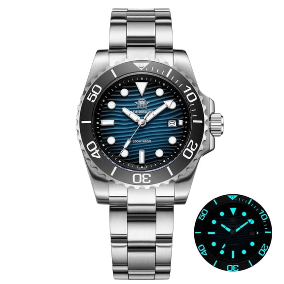 ADDIESDIVE Men's Watch, Analog Quartz Watch 200M Waterproof with Japanese 2115 Movement, BGW9 Luminous, 316L Stainless Steel Diver Watch