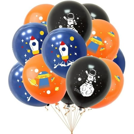 LUU-30pcs Outer Space Party Balloons 12 Inch Latex Galaxy Space Theme Party Balloon Rocket Astronaut Balloon for Space Birthday Party Baby shower Decoration_SAI