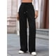 thumbnail image 5 of Pantalones Deportivos Casuales para Mujer, de Pierna , Holgados, con Cordón Ajustable, Cintura Alta, Elásticos y Bolsillos. Negro XXL, 5 of 9