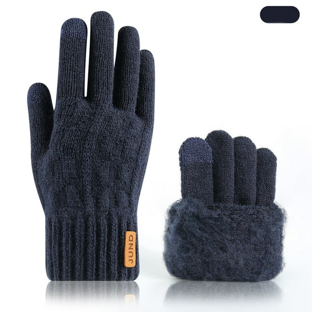 Guantes de invierno para mujer, de punto, de terciopelo de doble capa, gruesos y cálidos, imprescindibles para el invierno.